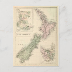 Postal Mapa de época de Nueva Zelanda (1854)