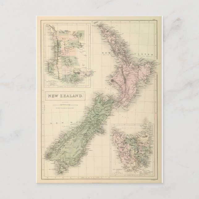 Postal Mapa de época de Nueva Zelanda (1854) (Anverso)