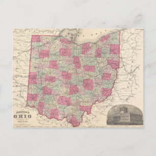 Postal Mapa de época de Ohio (1864)