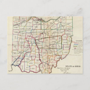 Postal Mapa de época de Ohio (1866)