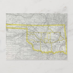 Postal Mapa de época de Oklahoma (1889)