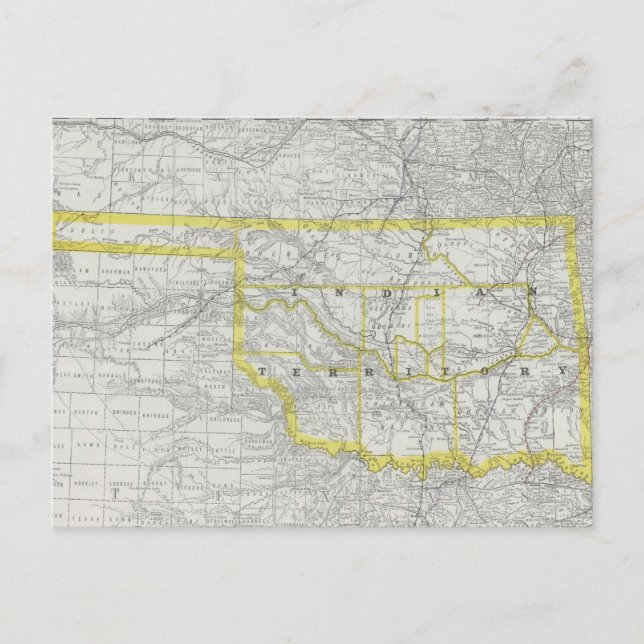 Postal Mapa de época de Oklahoma (1889) (Anverso)
