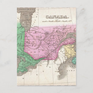 Postal Mapa de época de Ontario y Quebec (1827)