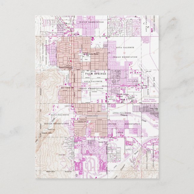 Postal Mapa de época de Palm Springs California (1957) 2 (Anverso)