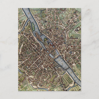 Postal Mapa de época de París