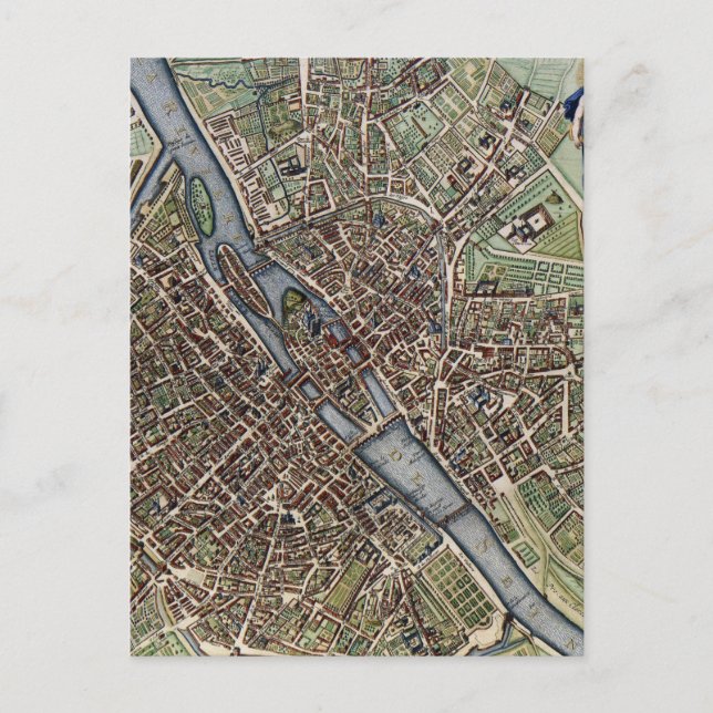 Postal Mapa de época de París (1657) (Anverso)