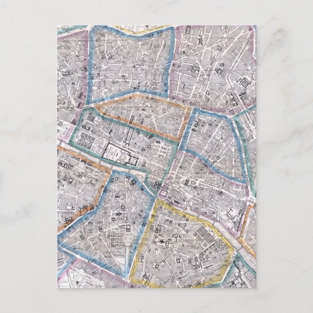 Postal Mapa de época de París (1865) (Anverso)