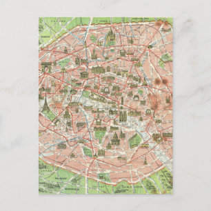 Postal Mapa de época de París (1920)