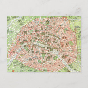 Postal Mapa de época de París (1920)