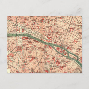 Postal Mapa de época de París Francia (1910)