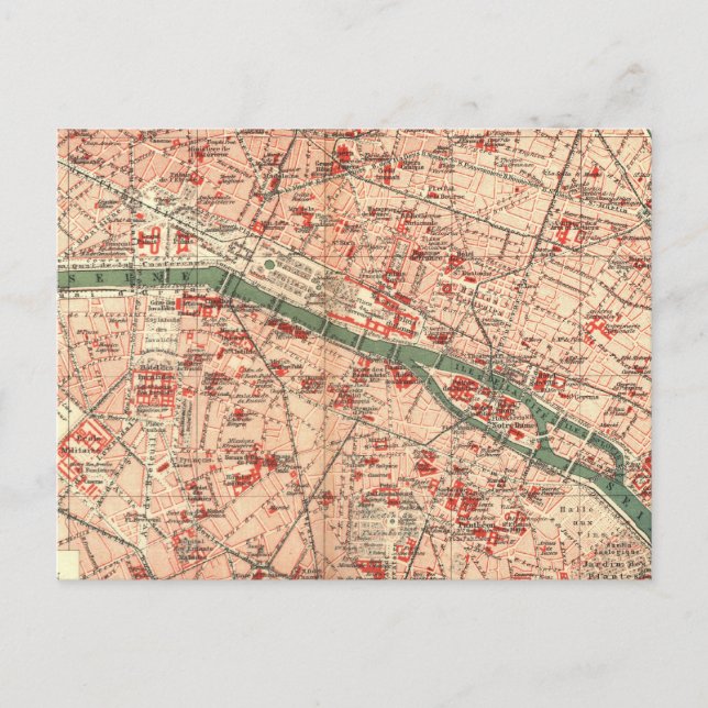 Postal Mapa de época de París Francia (1910) (Anverso)
