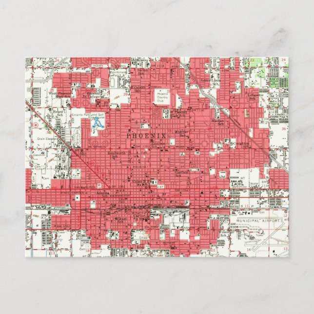 Postal Mapa de época de Phoenix Arizona (1952) 3 (Anverso)