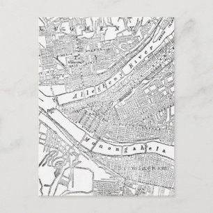 Postal Mapa de época de Pittsburgh (1885)