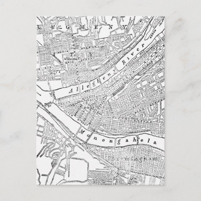 Postal Mapa de época de Pittsburgh (1885) (Anverso)