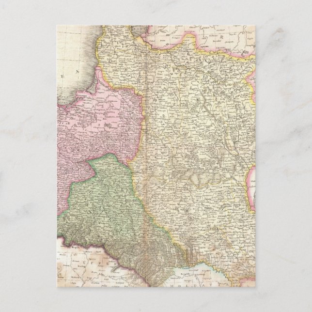 Postal Mapa de época de Polonia (1818) (Anverso)