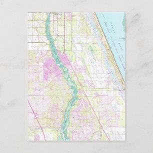 Postal Mapa de época de Port St Lucie Florida (1948)
