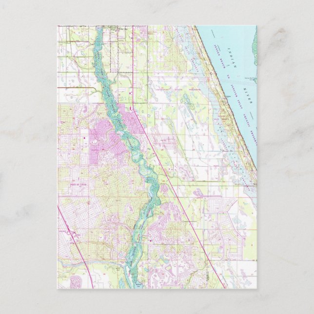 Postal Mapa de época de Port St Lucie Florida (1948) (Anverso)