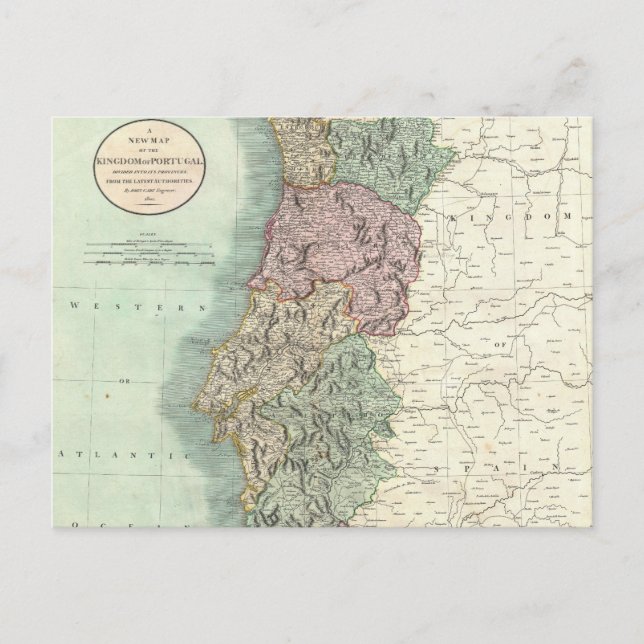 Postal Mapa de época de Portugal (1801) (Anverso)