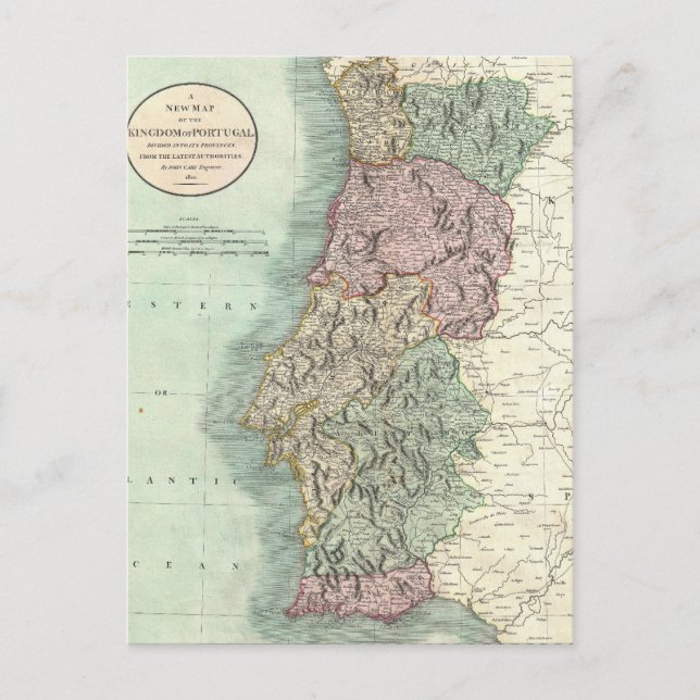 Postal Mapa de época de Portugal (1801) (Anverso)