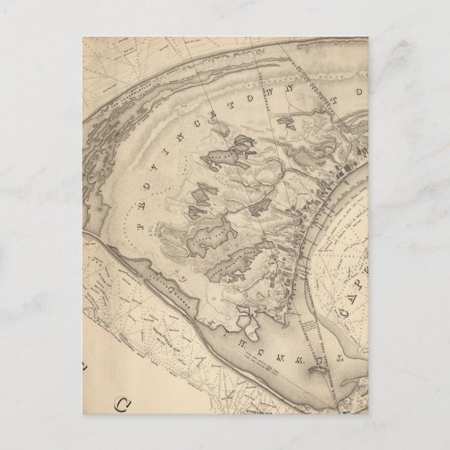 Postal Mapa de época de Provincetown (1836) (Anverso)