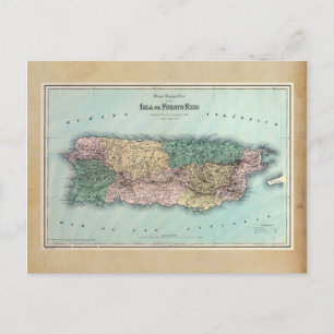 Postal Mapa de época de Puerto Rico