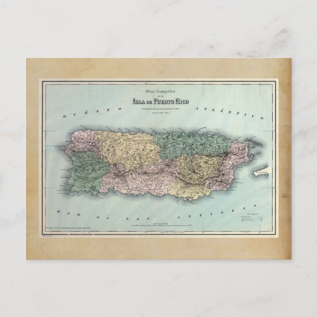 Postal Mapa de época de Puerto Rico (Anverso)
