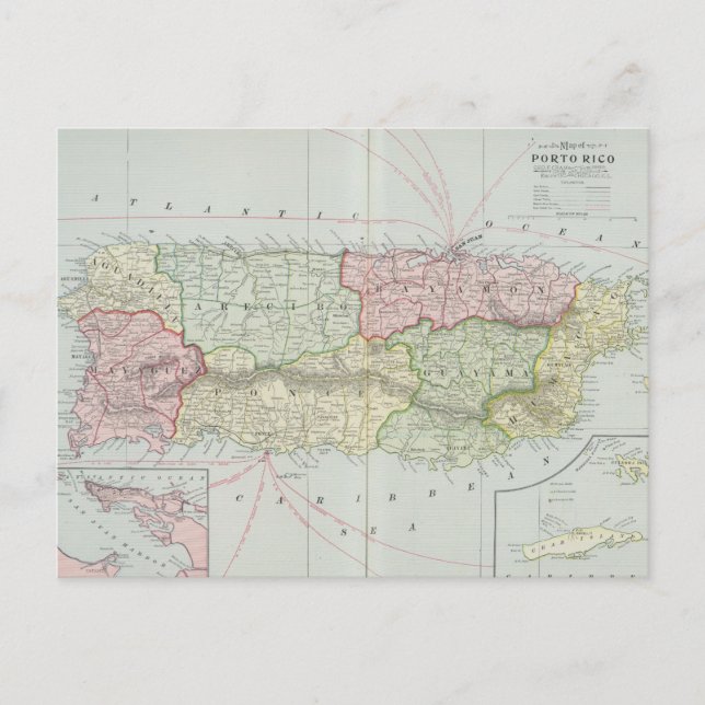 Postal Mapa de época de Puerto Rico (1901) (Anverso)