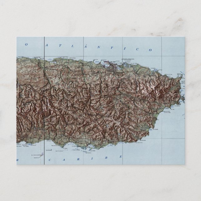 Postal Mapa de época de Puerto Rico (1952) (Anverso)