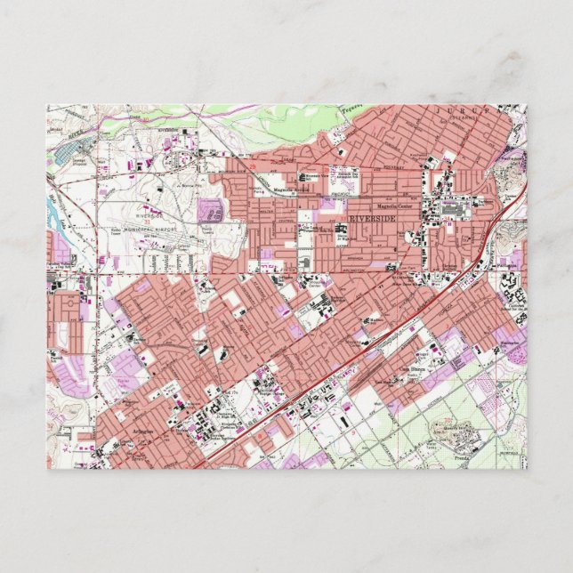 Postal Mapa de época de Riverside California (1967) (Anverso)