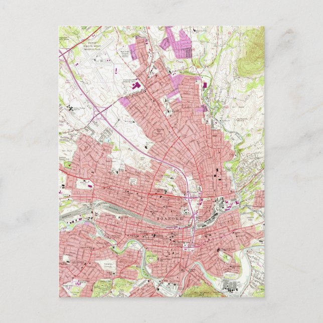 Postal Mapa de época de Roanoke Virginia (1963) 2 (Anverso)