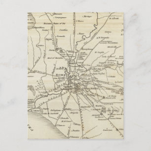 Postal Mapa de época de Roma Italia (1821)