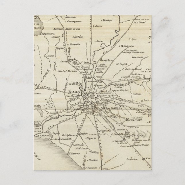 Postal Mapa de época de Roma Italia (1821) (Anverso)