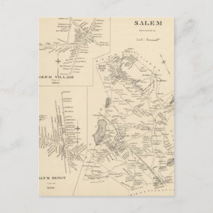 Postal Mapa de época de Salem Massachusetts (1892)