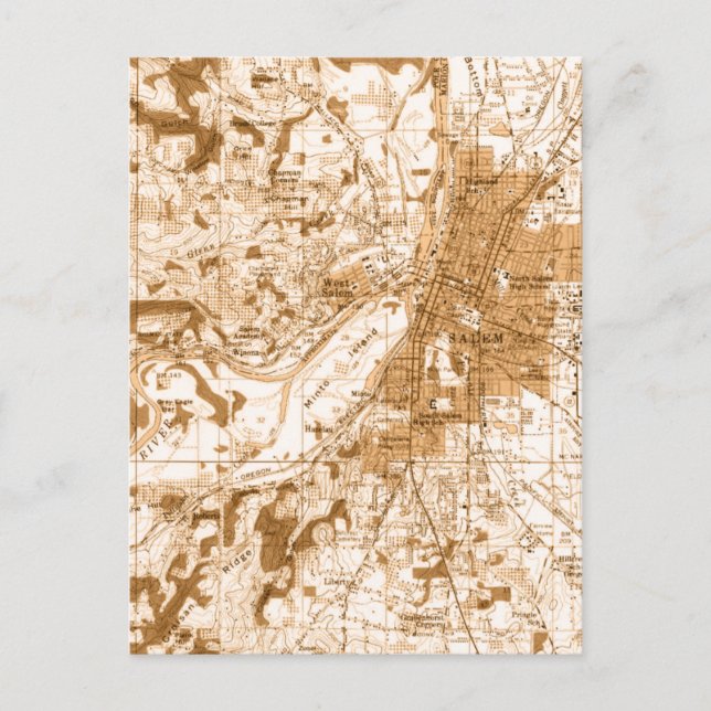 Postal Mapa de época de Salem Oregon (Anverso)