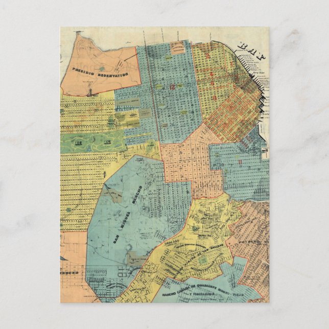 Postal Mapa de época de San Francisco (1890) (Anverso)
