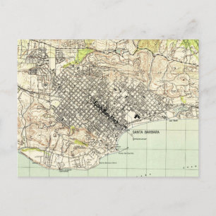 Postal Mapa de época de Santa Bárbara California (1944)