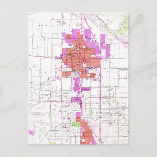 Postal Mapa de época de Santa María California (1959) (Anverso)