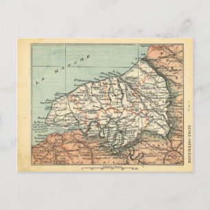 Postal Mapa de época de Sena, Francia
