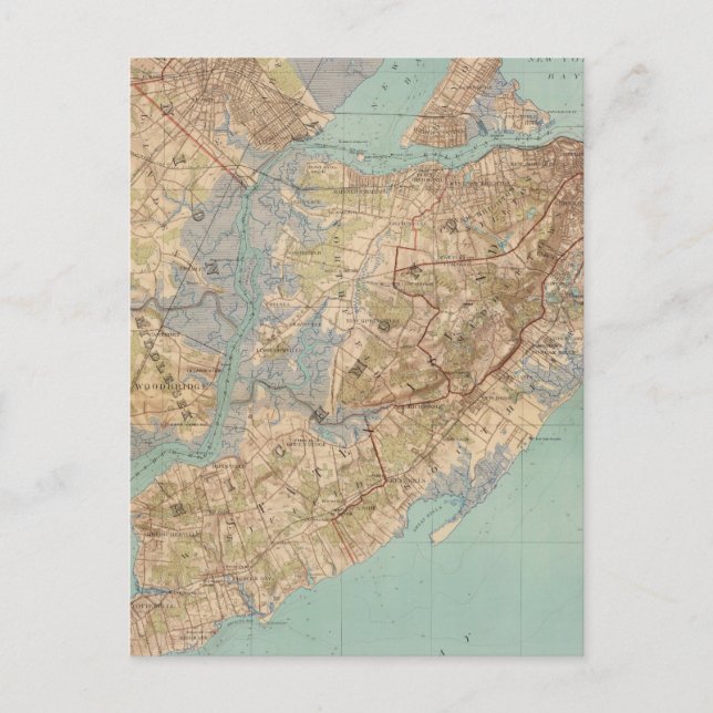 Postal Mapa de época de Staten Island (1891) (Anverso)