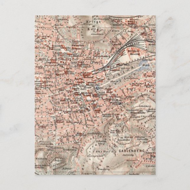 Postal Mapa de época de Stuttgart Alemania (1909) (Anverso)