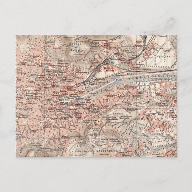 Postal Mapa de época de Stuttgart Alemania (1909) (Anverso)