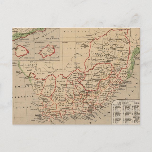 Postal Mapa de época de Sudáfrica (1880) (Anverso)