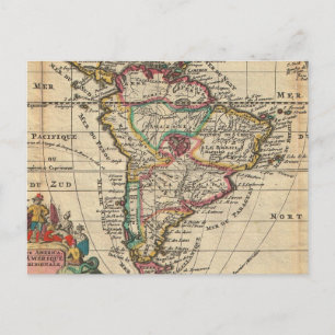 Postal Mapa de época de Sudamérica (1747)