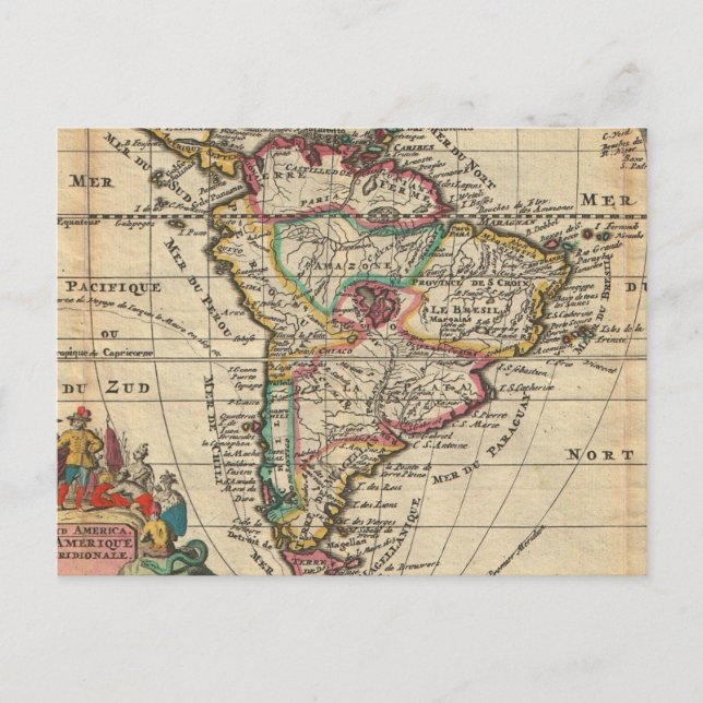 Postal Mapa de época de Sudamérica (1747) (Anverso)
