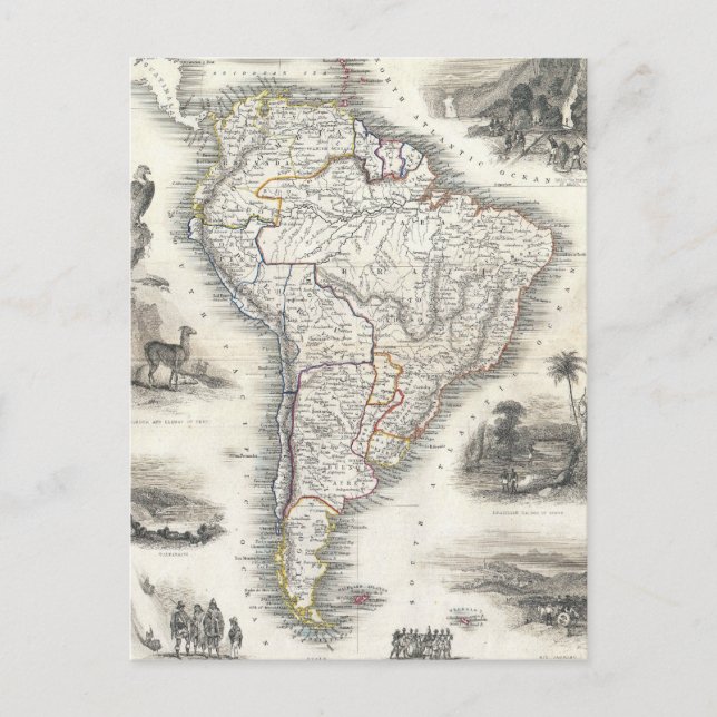 Postal Mapa de época de Sudamérica (1850) (Anverso)
