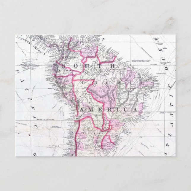 Postal Mapa de época de Sudamérica (1861) (Anverso)