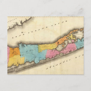 Postal Mapa de época de Suffolk Nueva York (1829)
