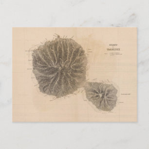 Postal Mapa de época de Tahití (1845)