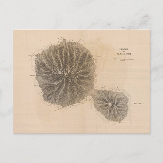 Postal Mapa de época de Tahití (1845) (Anverso)