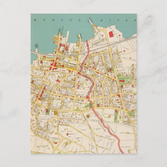 Postal Mapa de época de Tarrytown New York (1893) (Anverso)